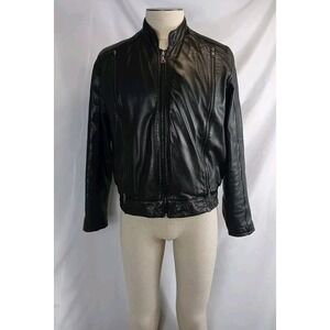 Vintage Hein Gericke Motorcycle Jacket Mens Sz 42 Medium Black Zip Vent No Liner